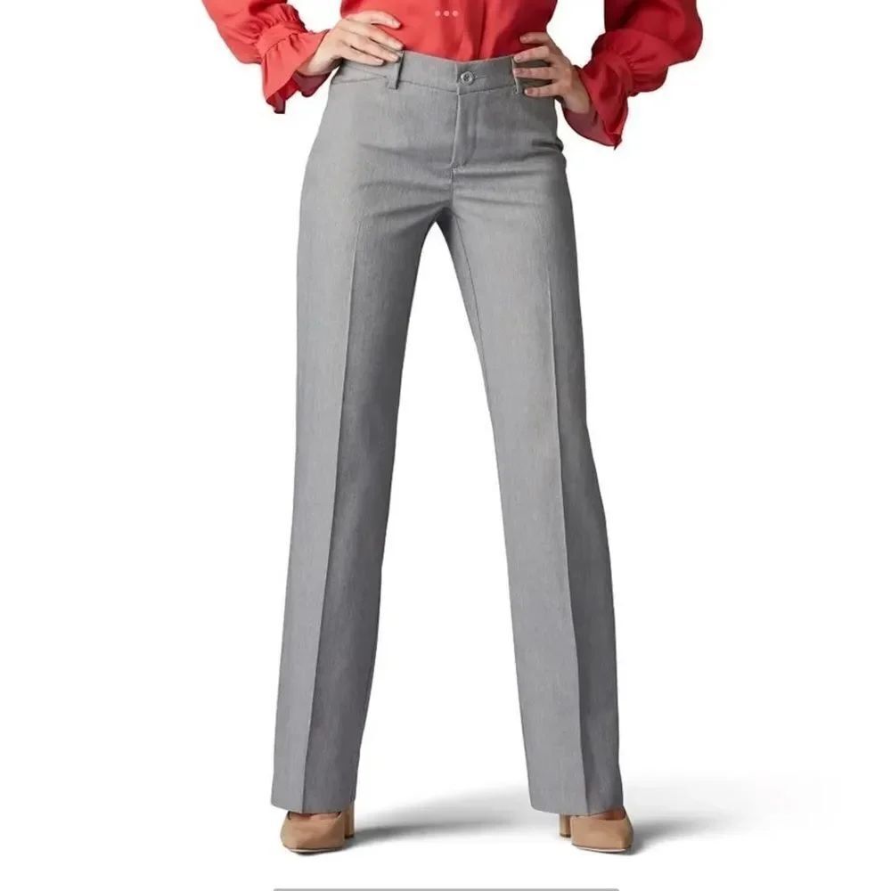 NWT Sz 14 Lee Ultra Lux Comfort with Flex Motion Trouser Pant in Ash Heather